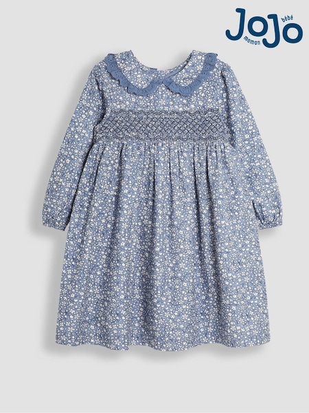 Jojo Maman Bébé Ditsy Floral Broderie Collar Smocked Dress (B27046) | ‏18 ر.ع.‏
