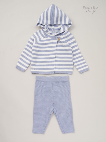 Rock-A-Bye Baby Boutique Knit 100% Cotton Cardigan and Trousers Outfit Set (B27184) | €37