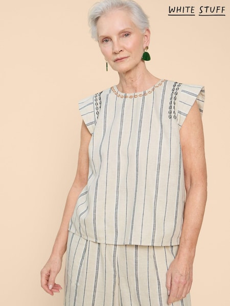 White Stuff Natural Carla Stripe Linen Blend Top (B27333) | €45