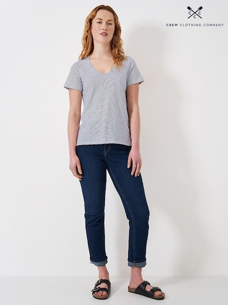Hellblau - Crew Clothing 100% Cotton Perfect V-Neck Slub T-Shirt (B27376) | 19 €