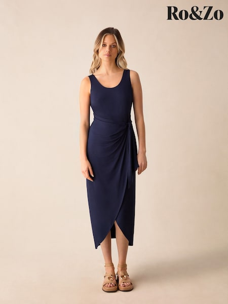 Ro&Zo Blue Petite Jersey Tie Waist Dress (B27483) | €45