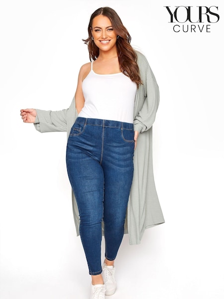 Yours Curve Blue Crop Jenny Jeggings (B27502) | $46