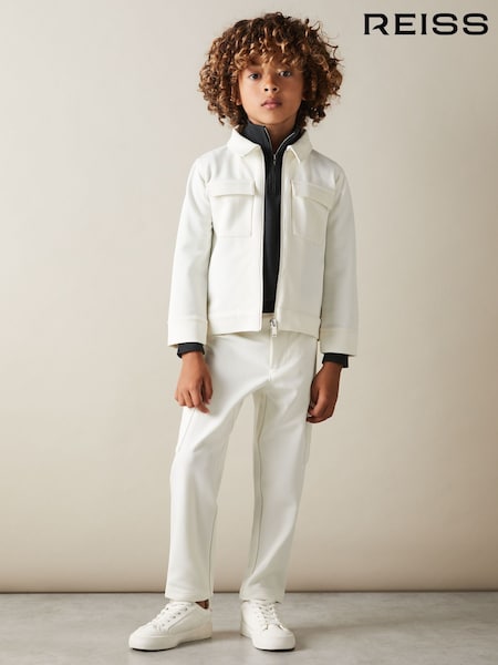 Reiss Off White Ventura 3-9 yrs Twill Zip-Front Jacket (B27556) | €58