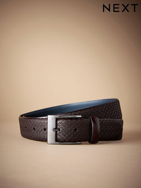 Dark Brown Geometric Signature Laser Engraved Belt (B27629) | AED76