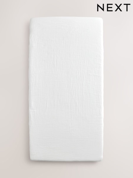 2 Pack White Baby 100% Cotton Muslin Fitted Sheets (B27632) | €16 - €31