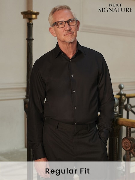 Black Regular Fit Signature Egytian 100% Egyptian Cotton Shirt (B27656) | €52