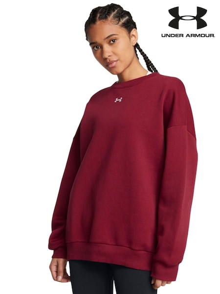 Under Armour Red Oversized Rival Fleece Crew Sweatshirt (B27684) | €34