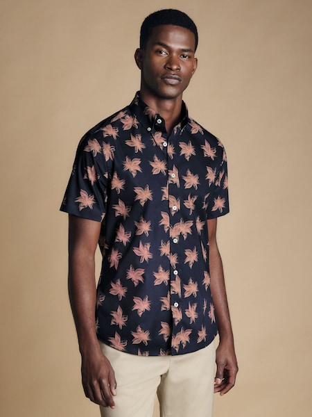 Charles Tyrwhitt Large Classic Fit Non Iron Short Sleeve Floral Print 100% Cotton Shirt (B27698) | 50 €