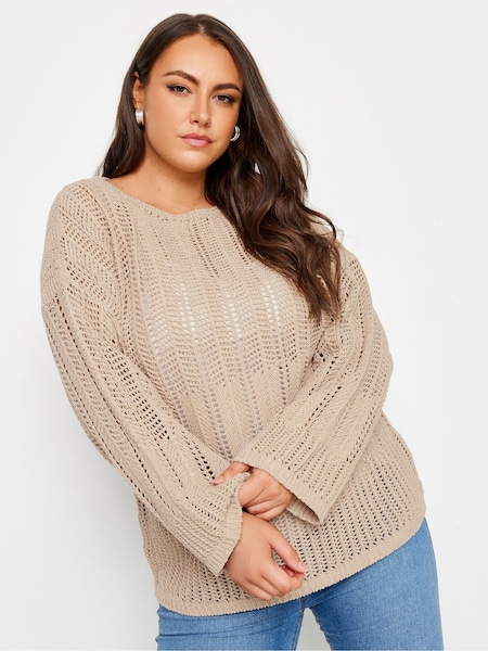 Yours Curve Natural Flare Sleeve Pointelle Jumper (B27790) | $51