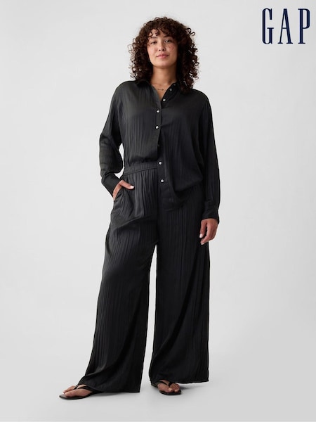 Gap Black Crinkle Texture Satin Trousers (B27877) | €31