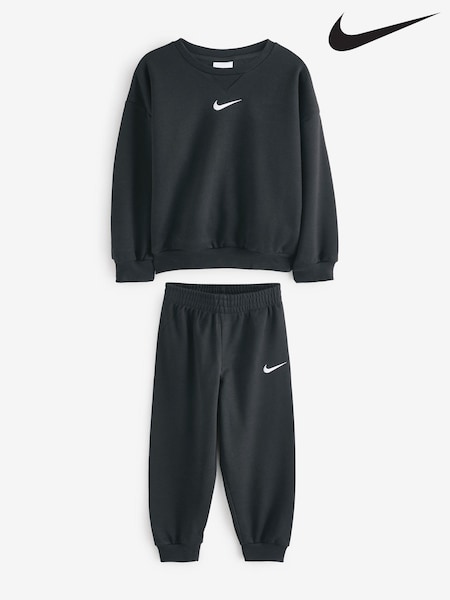 Czarny - Nike Little Kids Essential Marl Crew Tracksuit Set (B27894) | 265 zł