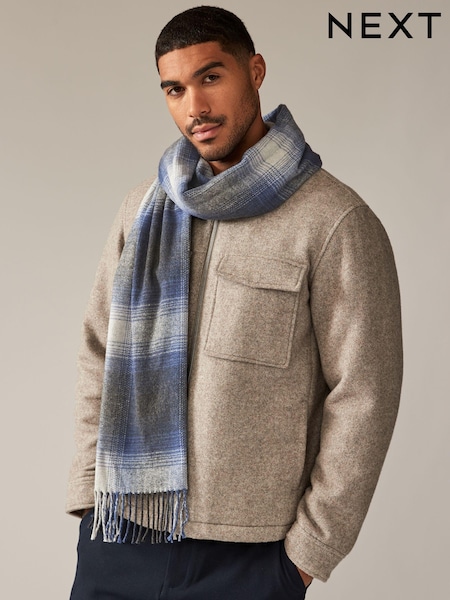 Grey/Blue Ombre Check Woven Scarf (B27902) | AED39