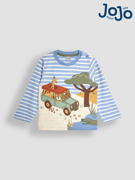 JoJo Maman Bébé Blue Safari Scene Applique Top (B27952) | €11.50