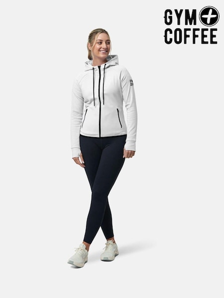 לבן - Gym + Coffee קפוצ'ון עם רוכסן לנשים, דגם Chill (B27959) | ‏352‏₪