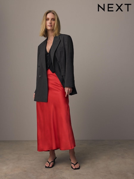 Red Satin Midi Skirt (B27973) | 100 QAR