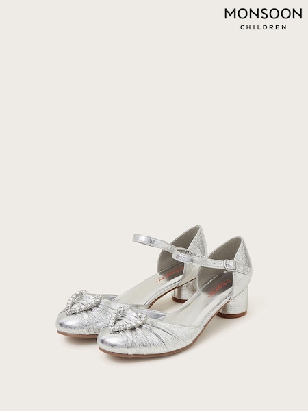 Monsoon Silver Heart Embellished Heels (B28045) | 163 QAR - 173 QAR