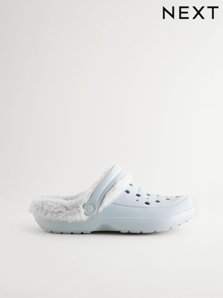 Blue Womens Faux Fur Lined Clogs Slippers (B28050) | LEI 115