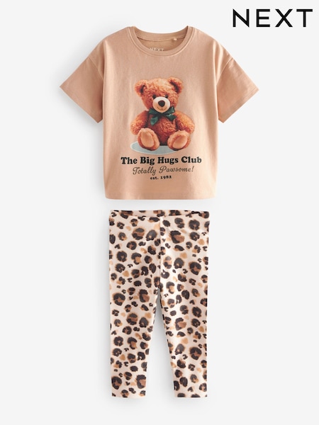Brown Bear 100% Cotton Short Sleeve T-Shirt and Leggings Set (3mths-7yrs) (B28205) | €11 - €16