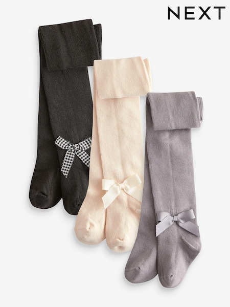 Black Grey Cream - Baby Bow Tights 3 Pack (0mths-2yrs) (B28260) | 18 €