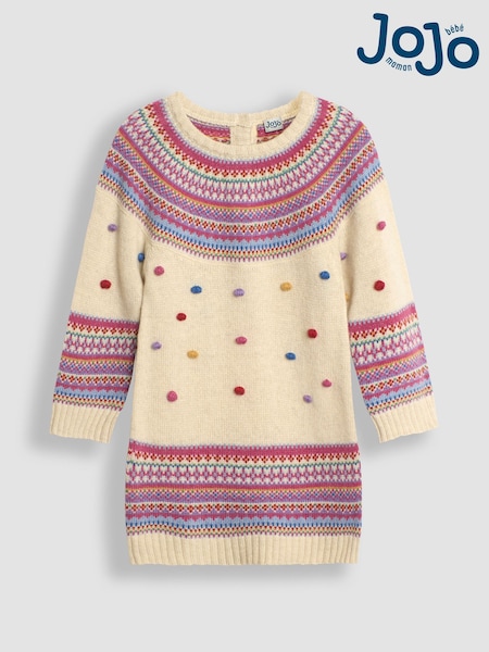 JoJo Maman Bébé Cream Fair Isle Knitted Dress (B28324) | €54