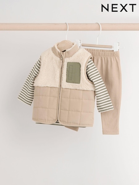 Neutral Gilet and Leggings Baby 3 Piece Set (B28456) | AED88 - AED95