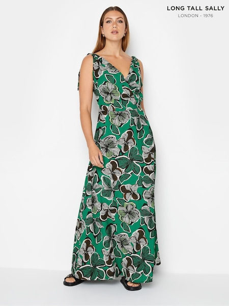 Long Tall Sally Green Tropical Tie Shoulder Maxi Dress (B28490) | €27
