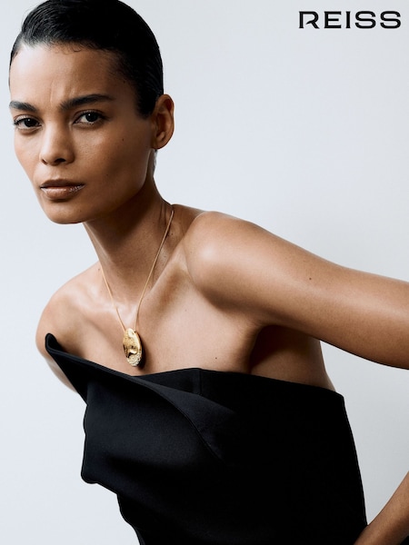 Gold Tone - Reiss Frida Crystal-detail Molten Pendant Necklace