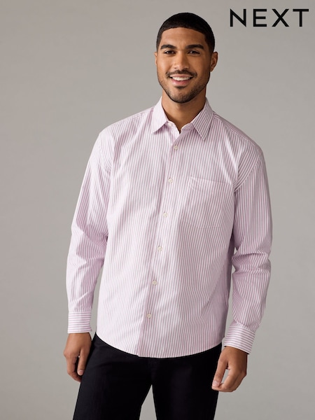 Roz - Dungă Oxford Mânecă lungă 100% Cotton Cămăși (B28561) | 111 LEI