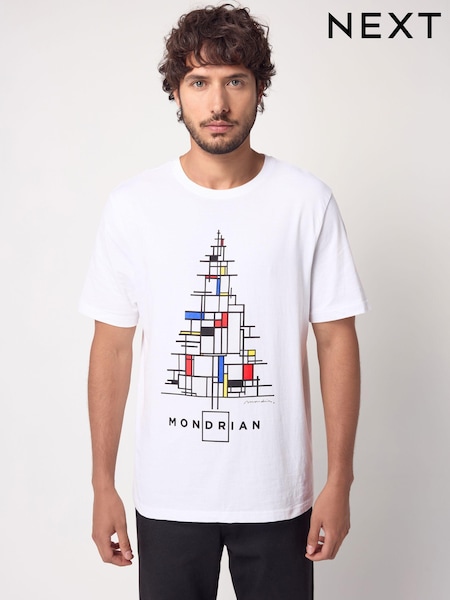 White Mondrian 100% Cotton Licence Christmas T-Shirt (B28568) | € 6