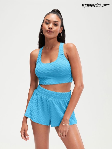 Blau - Speedo Kurz geschnittenes Bikini-Top aus Sommersweat mit Sonnenschutz LSF50+ (B28697) | 17 €