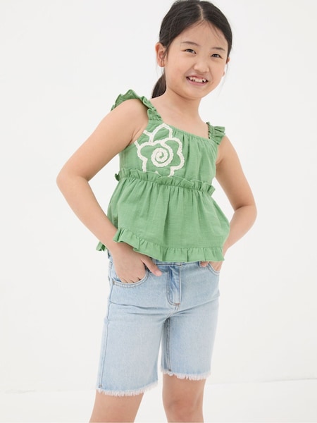 Grün - Fatface Floral Embroidered Cami Top