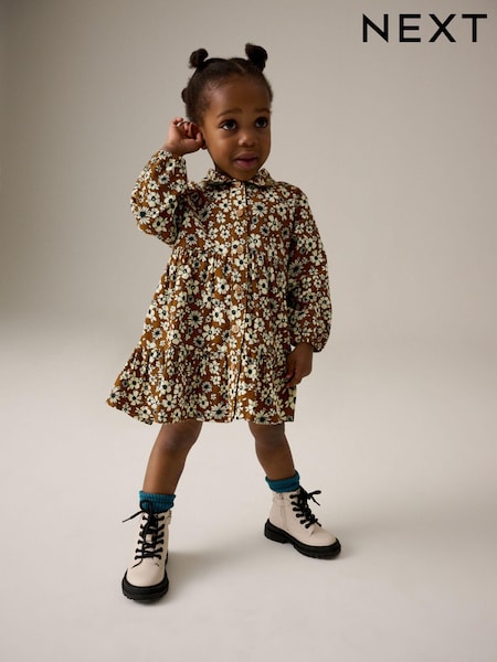 Orange Tiered 100% Cotton Shirt Dress (3mths-8yrs) (B28744) | €14 - €18