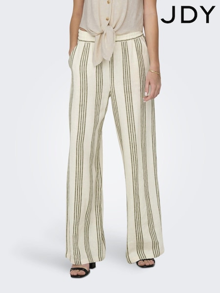 JDY White Petite Wide Leg Linen Mix Co-Ord Trousers (B28790) | €20 - €21.50