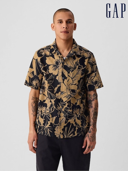 Gap Black Linen-Cotton Short Sleeve Shirt (B28844) | €18.50
