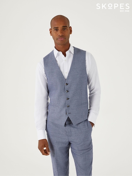 Skopes Blue Jodrell Marl Tweed Tailored Fit Suit Waistcoat (B28957) | €73