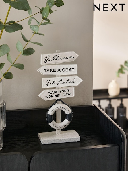 Monochrome Slogan Ornaments Bathroom Sign (B28983) | €23