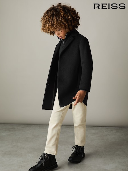 Reiss Black Gable 9-13 yrs Single Breasted Overcoat (B29001) | AED778