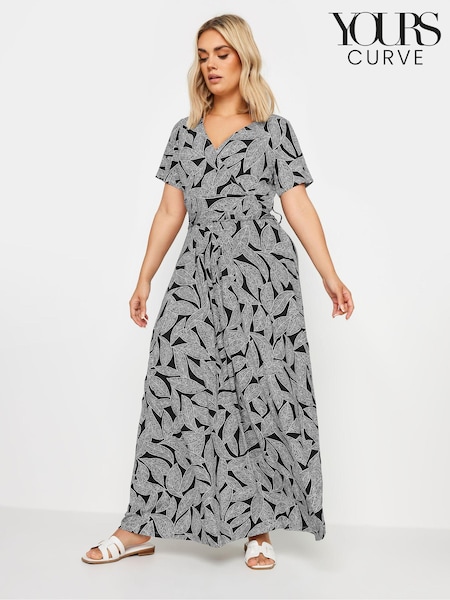 Yours Curve Leaf Print Tie Maxi Dress (B29035) | €52