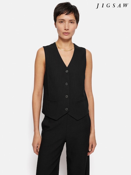 Jigsaw Black Hopsack Tailored Waistcoat (B29049) | €83