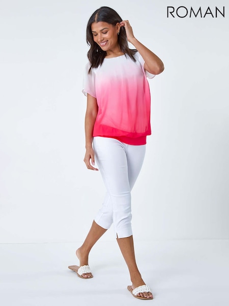 Roman Ombre Chiffon Overlay Blouson Top (B29068) | R$ 425