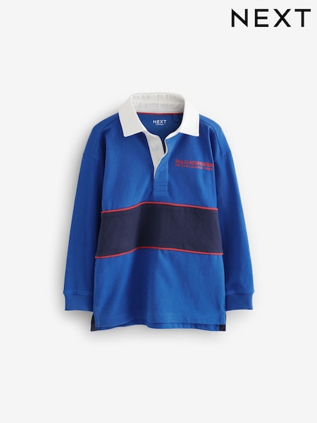 Kobaltno modra - Long Sleeve Rugby 100% Cotton Polo Shirt (3-16yrs) (B29070) | € 11 - € 15