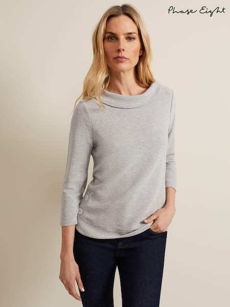 Phase Eight Grey Remy Textured Cowl Neck Top (B29097) | 3,545 UAH