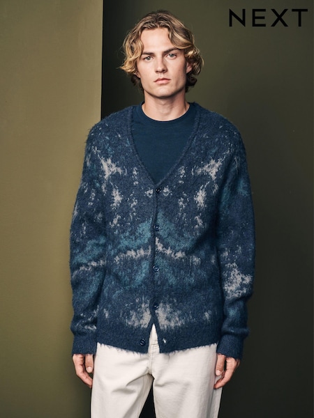 Mornarsko modra - Textured Cardigan with Wool (B29141) | € 27