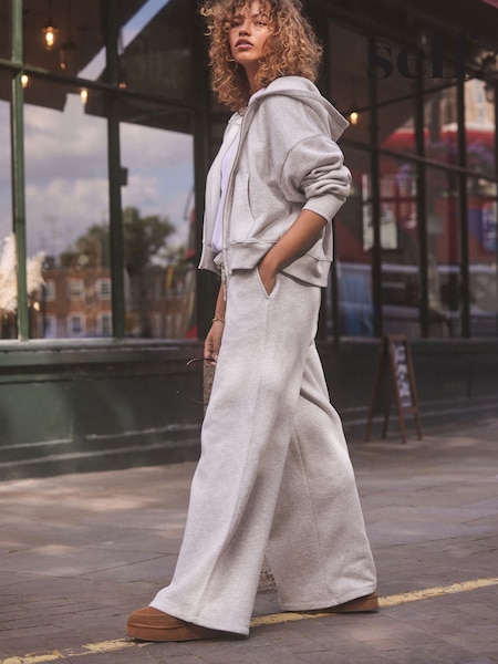 رمادي - self. Wide Leg Joggers (B29165) | ‏146 د.إ.‏