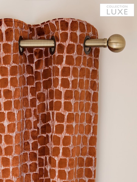 Burnt Orange Collection Luxe Heavyweight Cut Velvet Spot Eyelet Lined Curtains (B29172) | AED462 - AED925
