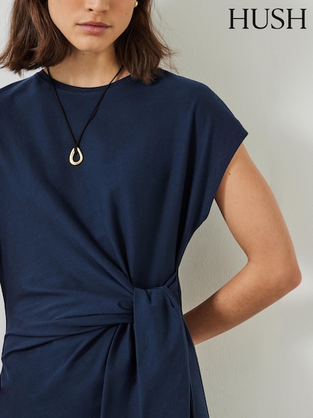 Hush Blue 100% Cotton Midnight Navy Trinny Jersey Midi Dress (B29212) | €108