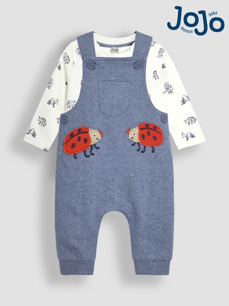 JoJo Maman Bébé Denim Appliqué Pocket Dungarees and Top Set (B29316) | R$ 265