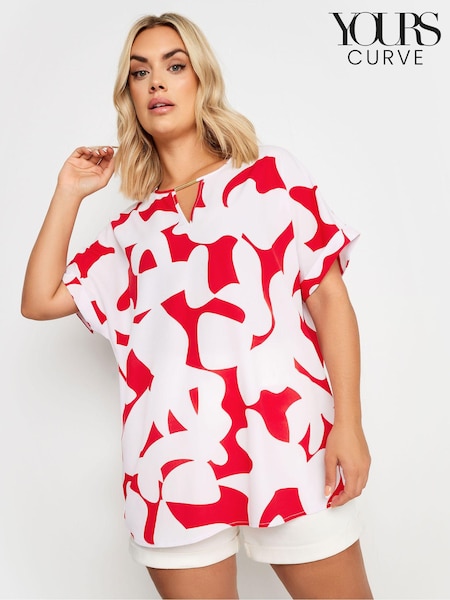 Yours Curve Red Notch Neck Blouse (B29334) | €34