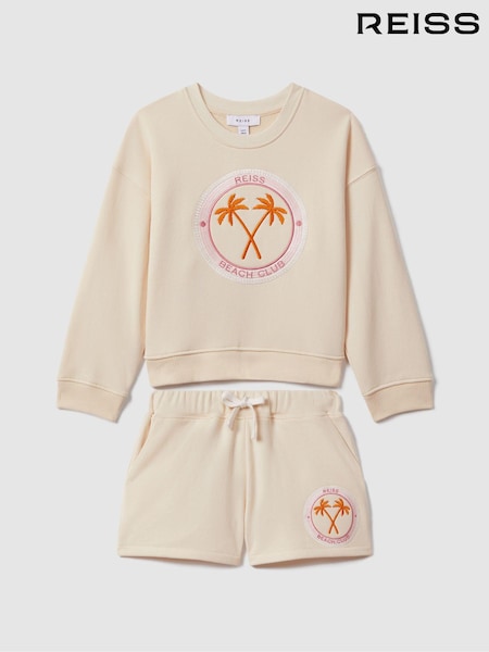 Reiss Ecru Odette 4-9 yrs Motif Sweatshirt and Shorts Set (B29379) | €50