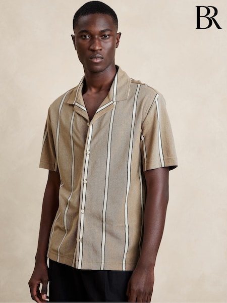 Banana Republic Brown Cotton Short Sleeve Pique Resort Shirt (B29446) | €40